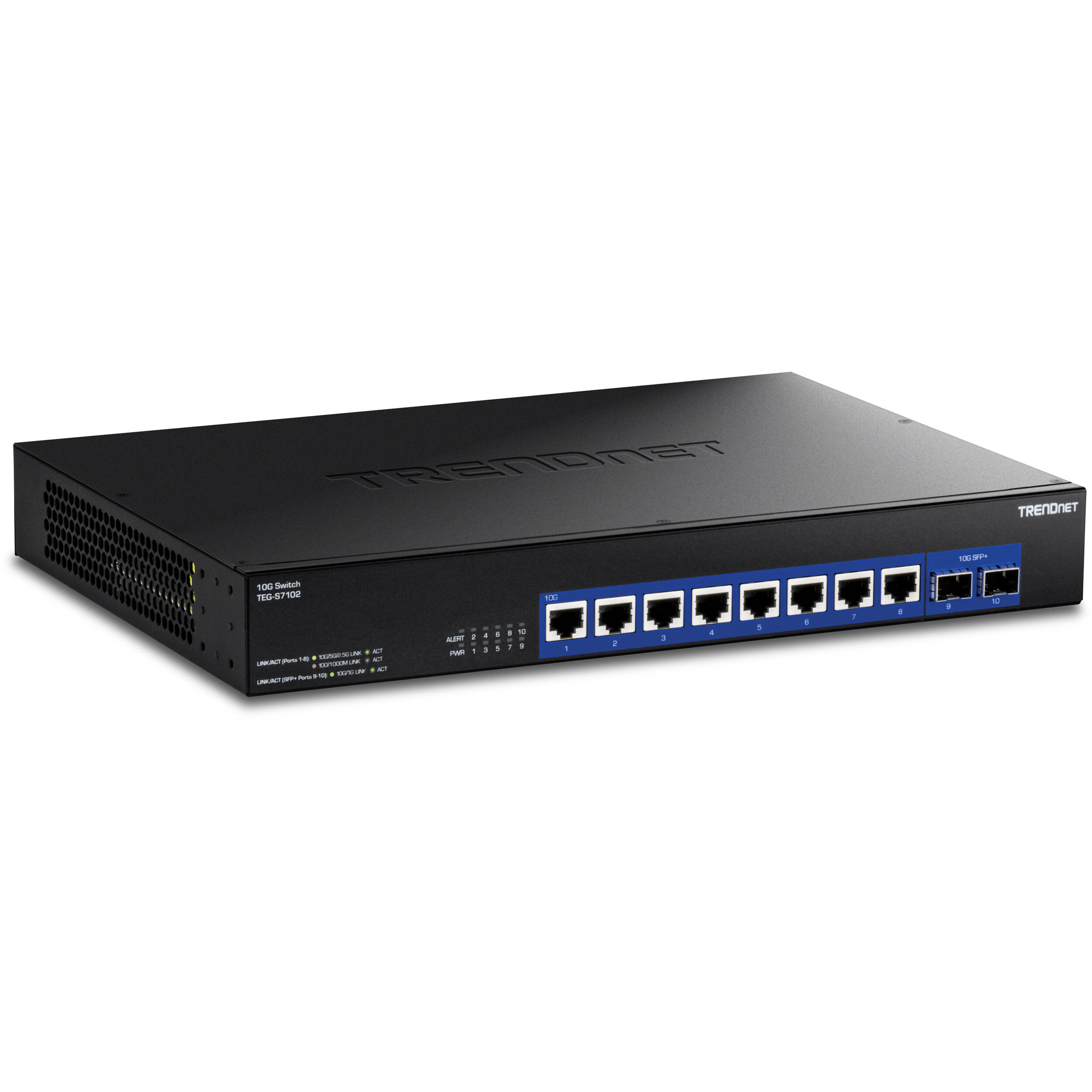 TRENDnet TEG-S7102 10-port 10 Gigabit unmanaged switch with rack-mountable design — view 2