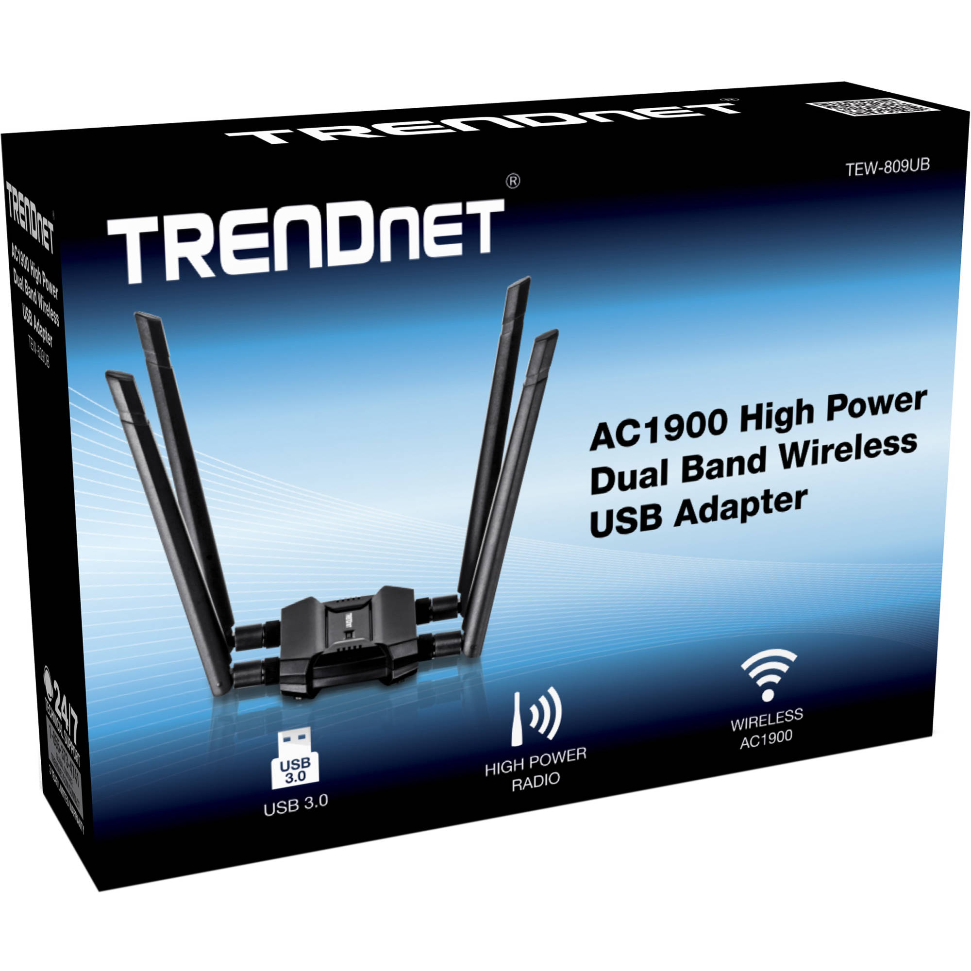TRENDnet TEW-809UB AC1900 dual-band wireless USB adapter with detachable antennas — view 5