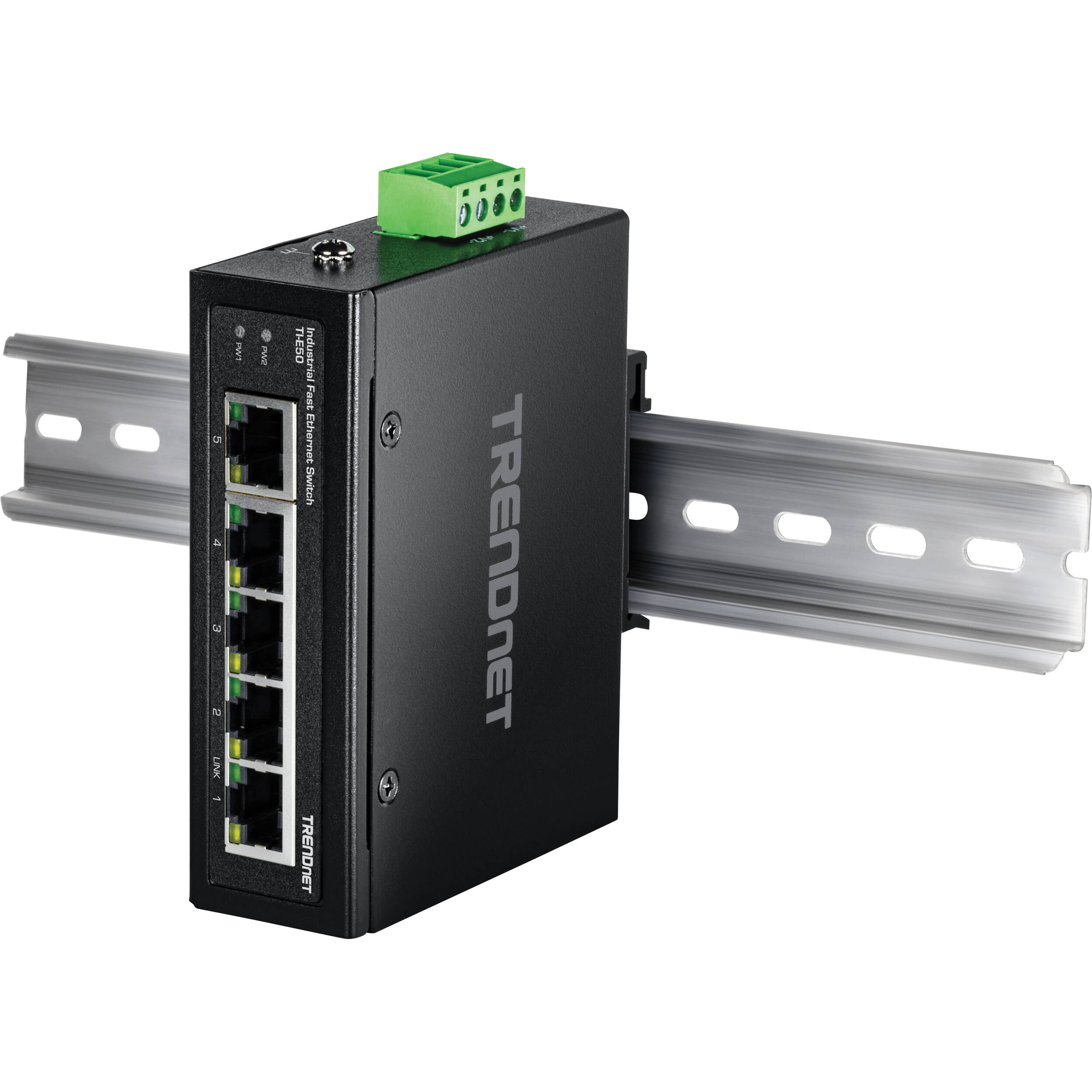 TRENDnet TI-E50 5-port industrial fast switch with IP30 metal housing and fanless design — view 5