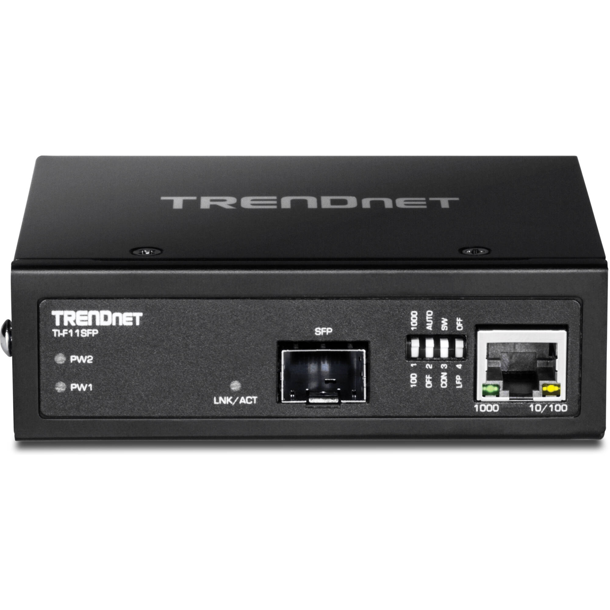 TRENDnet TI-F11SFP industrial 100/1000 Base-T to SFP media converter with rail-mountable enclosure — view 2