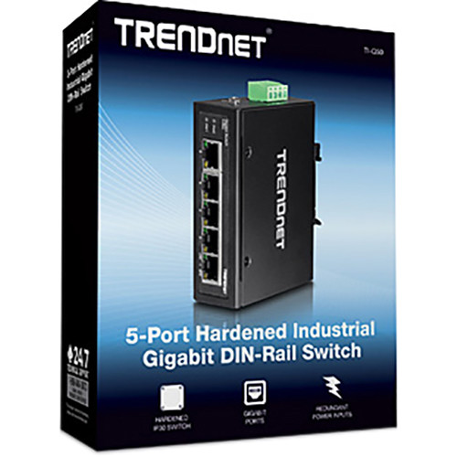 TRENDnet TI-G50 5-port Gigabit DIN-rail industrial switch, rail-mountable unmanaged Layer 2 Ethernet switch — view 5