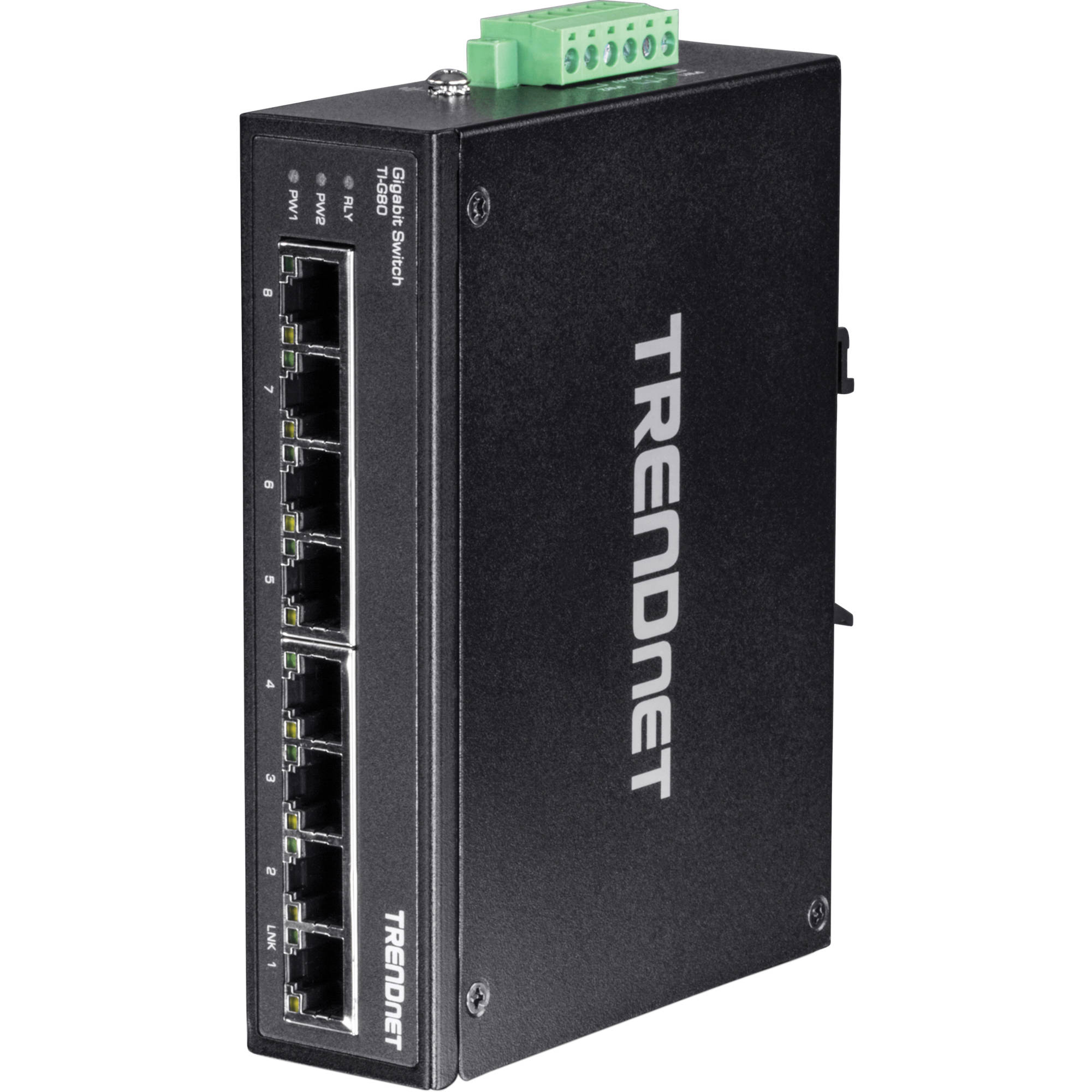 TRENDnet TI-G80 8-port Gigabit DIN-rail industrial switch with IP30 housing — view 2