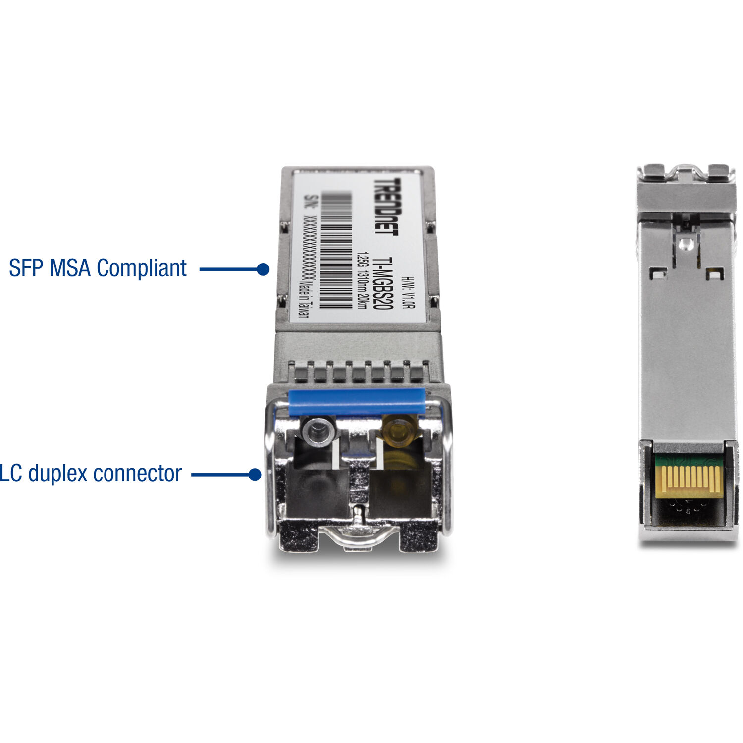 TRENDnet TI-MGBS20 1000Base-LX industrial SFP module with LC duplex connector and 1310 nm optics — view 5