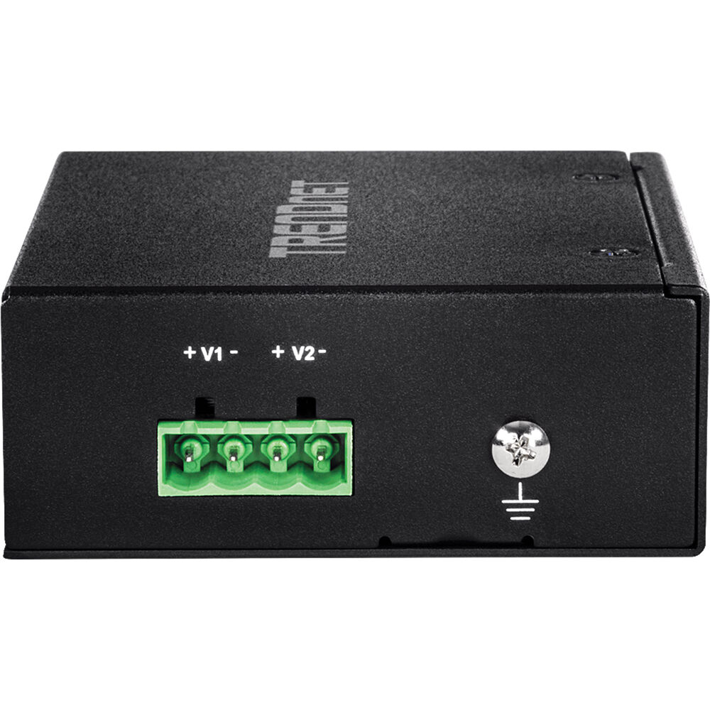 TRENDnet TI-PG50 5-port industrial Gigabit PoE+ switch with 120 W budget for DIN-rail edge networking — view 3