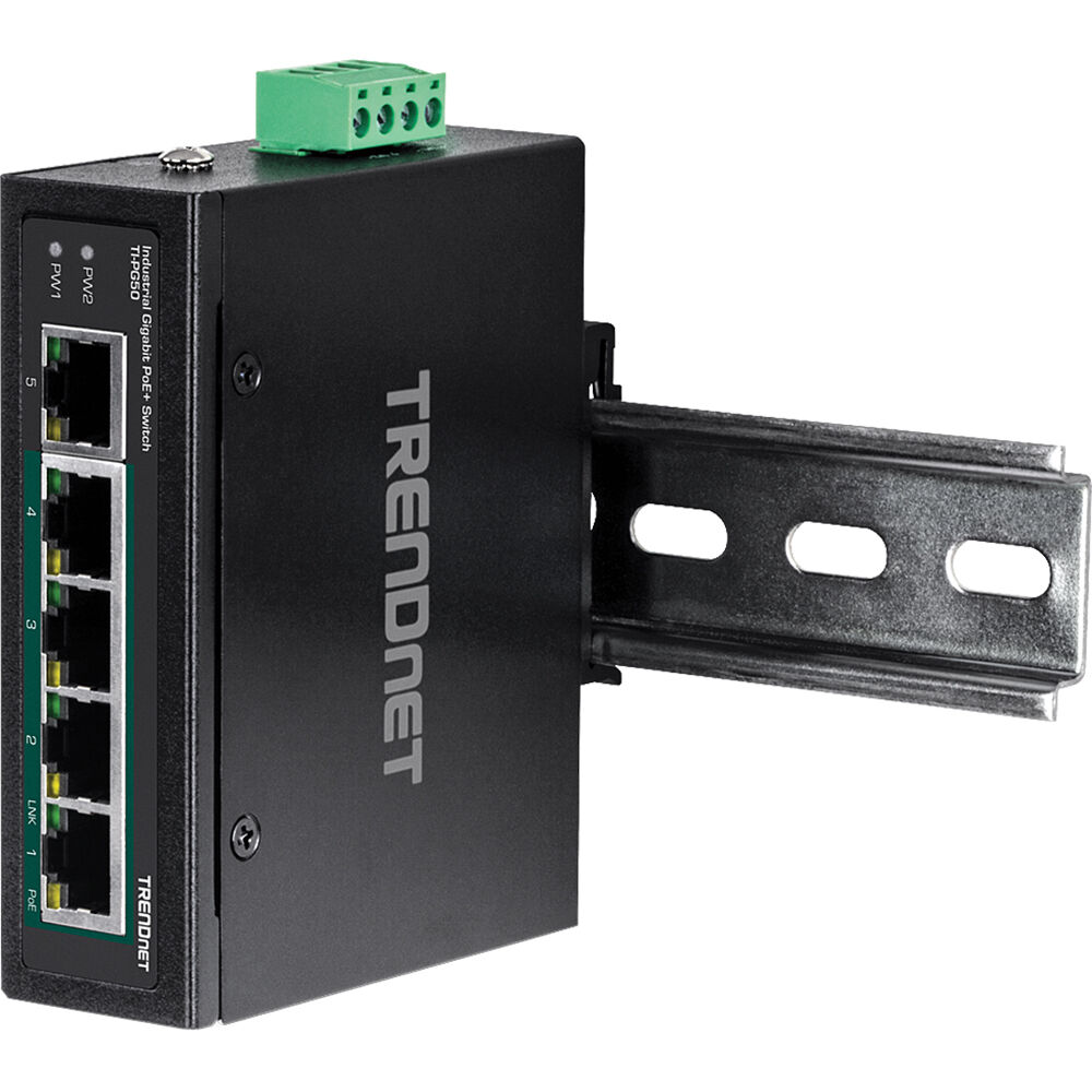 TRENDnet TI-PG50 5-port industrial Gigabit PoE+ switch with 120 W budget for DIN-rail edge networking — view 6