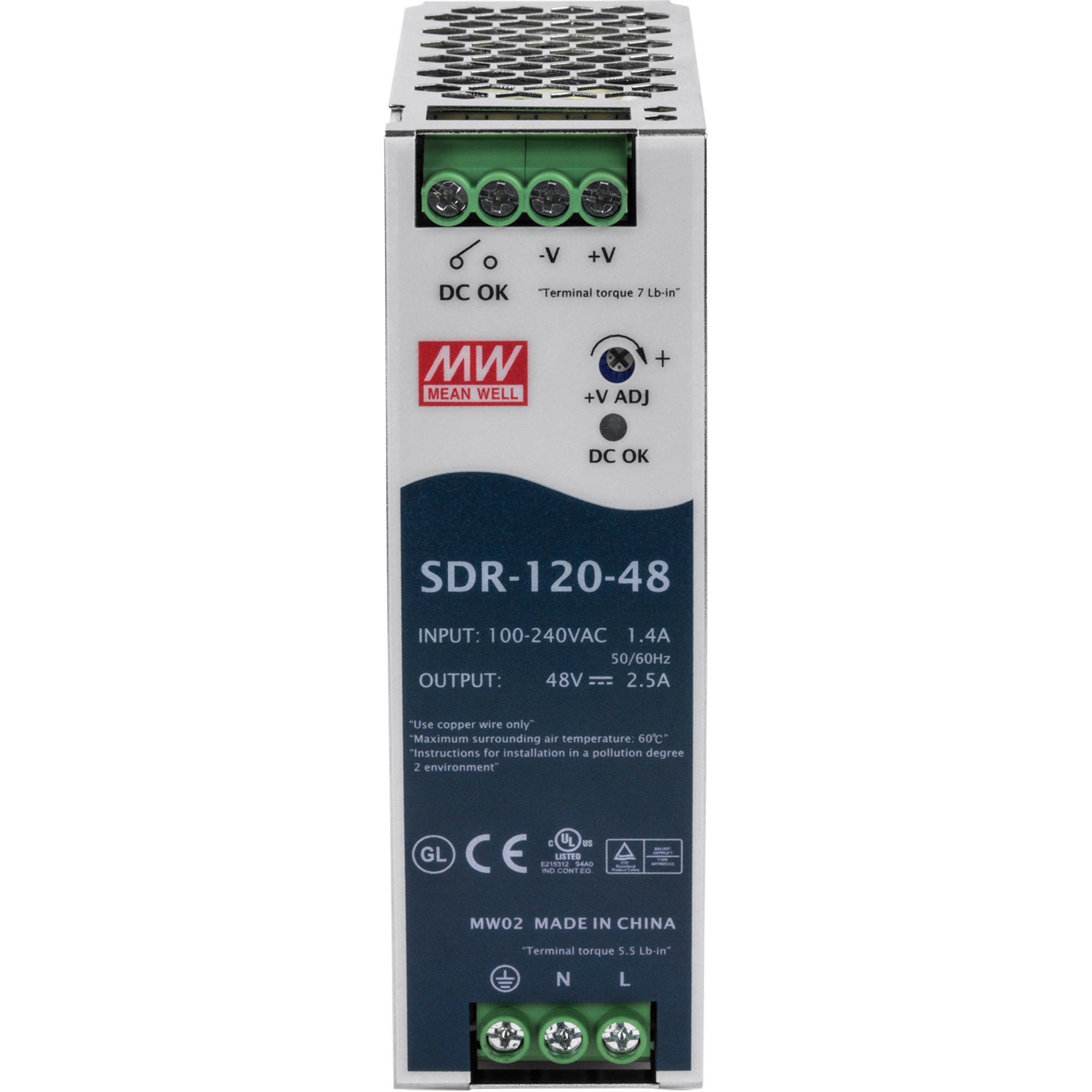 TRENDnet TI-S12048 120 W industrial DIN rail power supply for 48 V PoE equipment — view 2