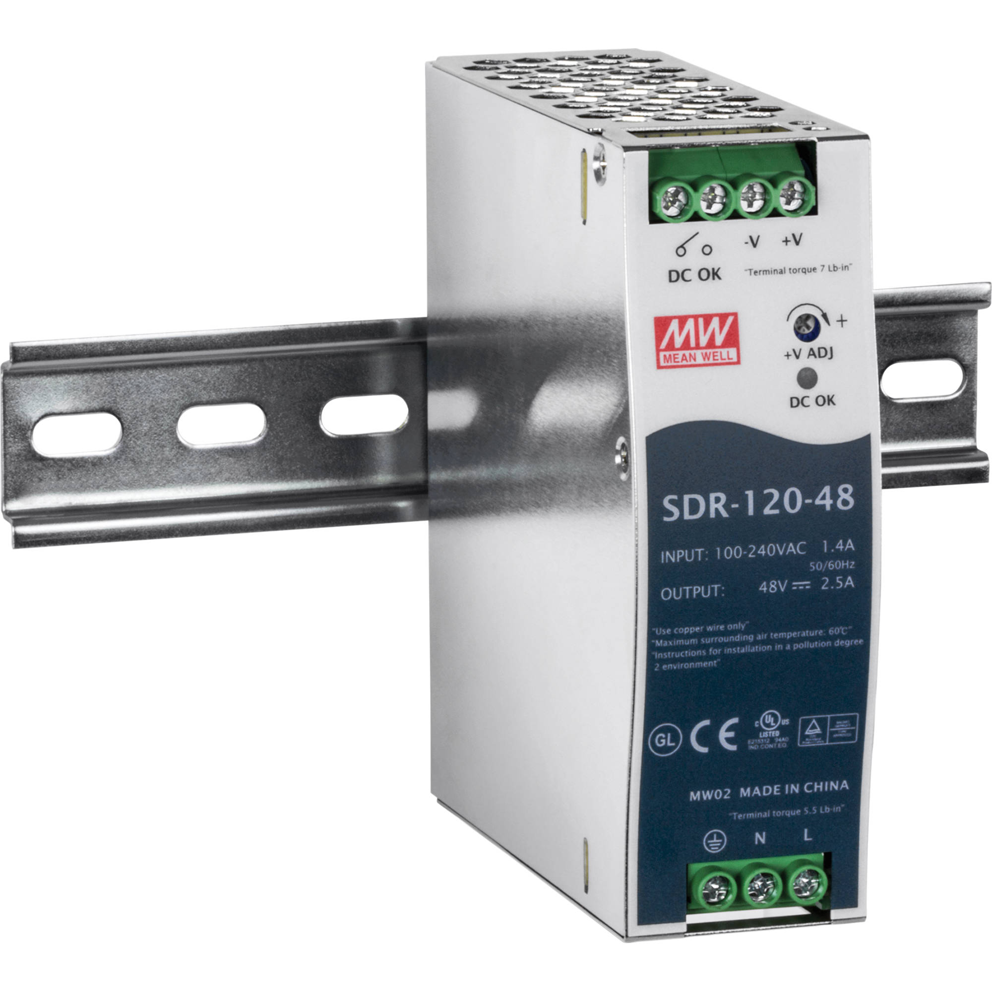 TRENDnet TI-S12048 120 W industrial DIN rail power supply for 48 V PoE equipment — view 5