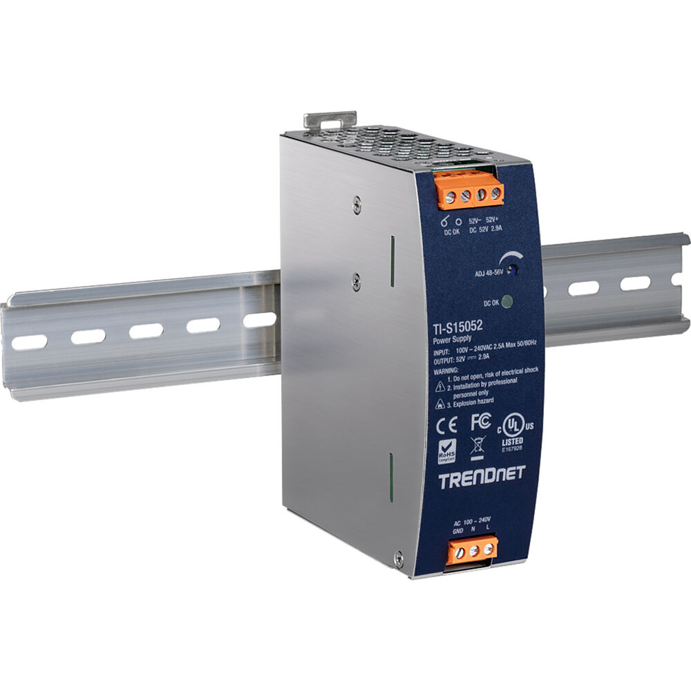 TRENDnet TI-S15052 150W 52V DC DIN-rail AC to DC industrial power supply — view 5