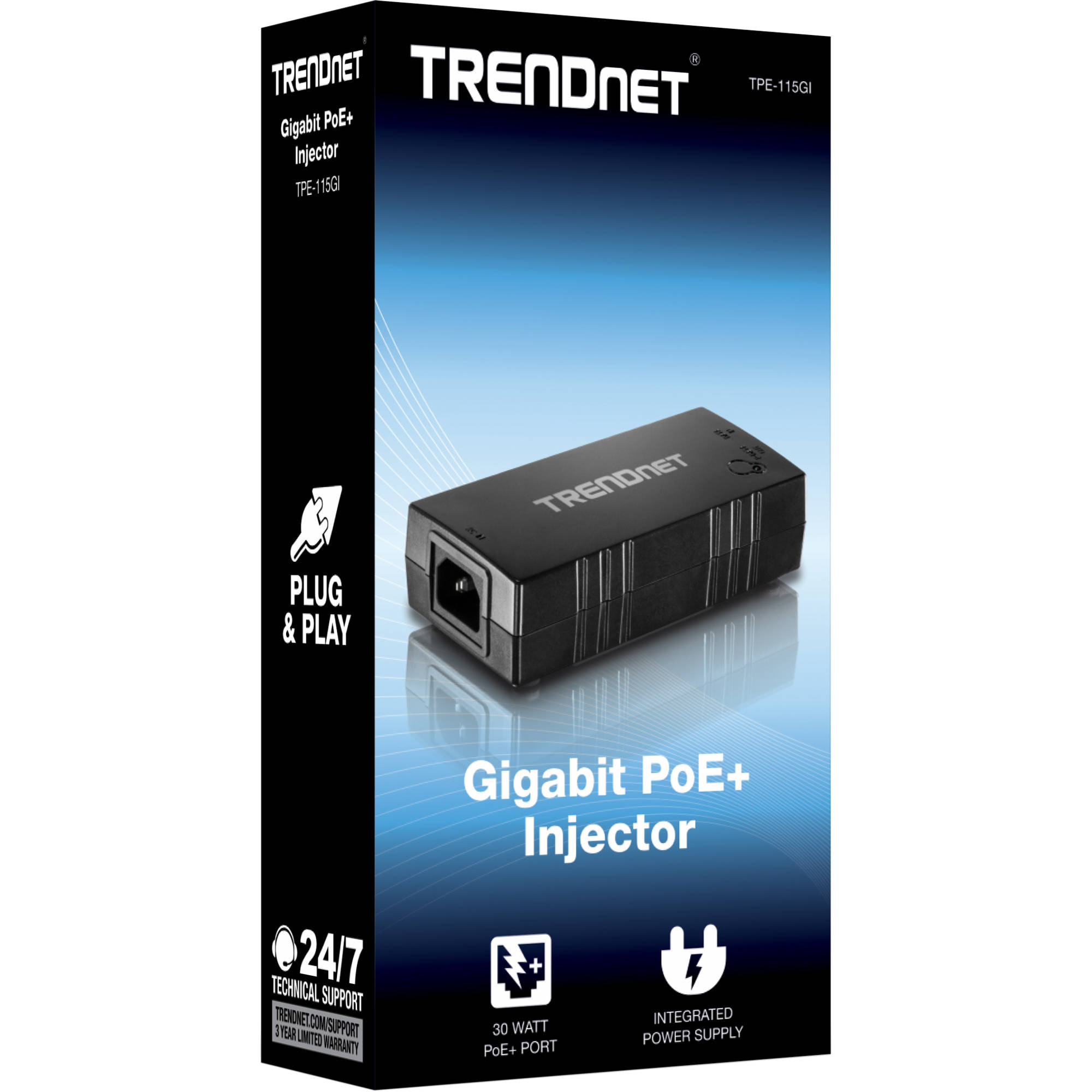 TRENDnet Gigabit PoE Plus Injector TPE-115GI for non-PoE switches — view 4