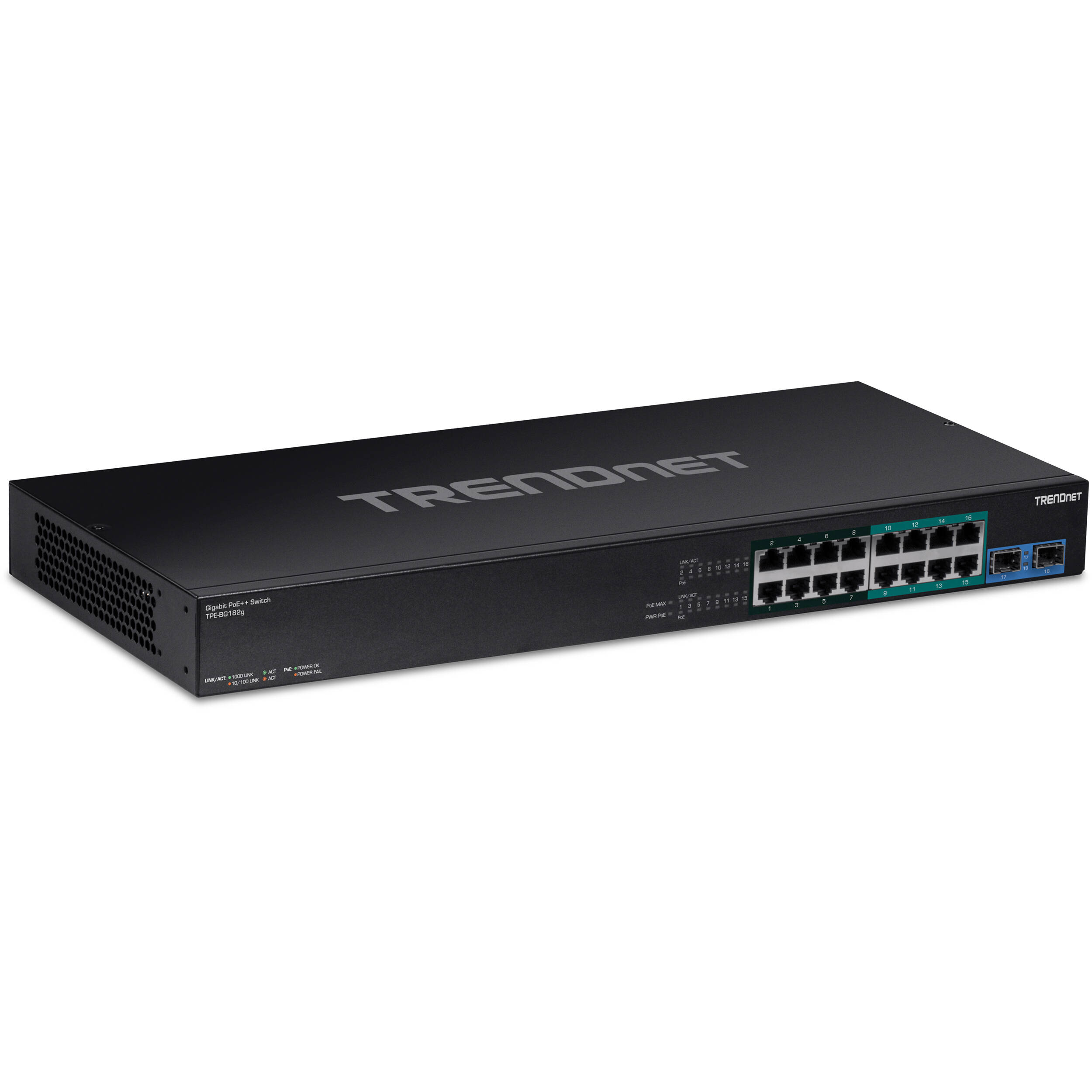TRENDnet TPE-BG182G 18-Port Gigabit PoE++ Switch | Rack Mount, Layer 2