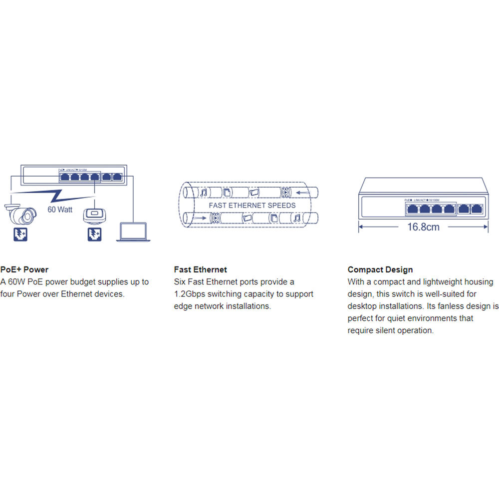 TRENDnet TPE-S50 5-port Fast Ethernet PoE switch with 4 PoE ports and wall-mountable metal chassis — view 4