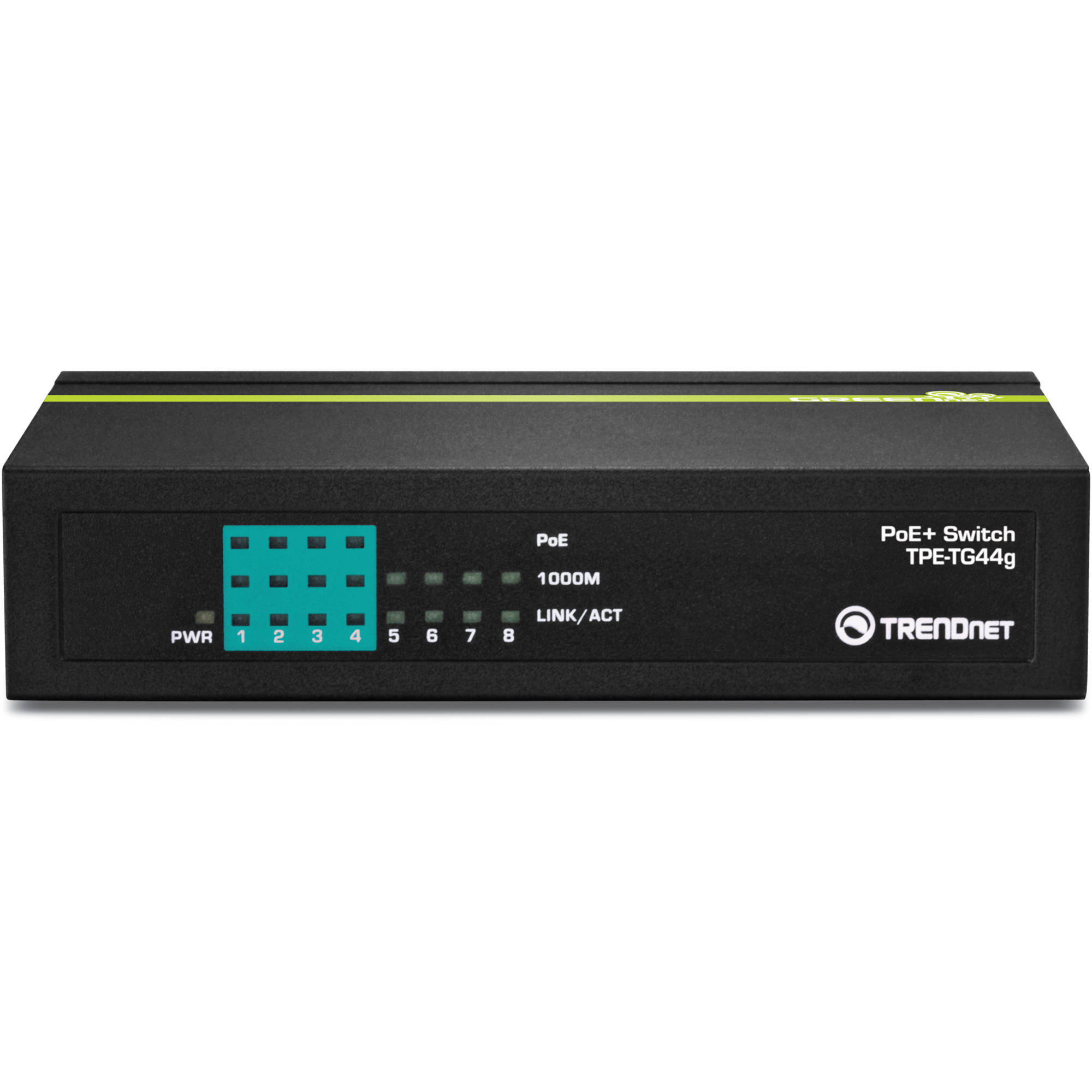 TRENDnet TPE-TG44G 8-port Gigabit PoE+ unmanaged desktop switch with 4 PoE+ ports — view 2