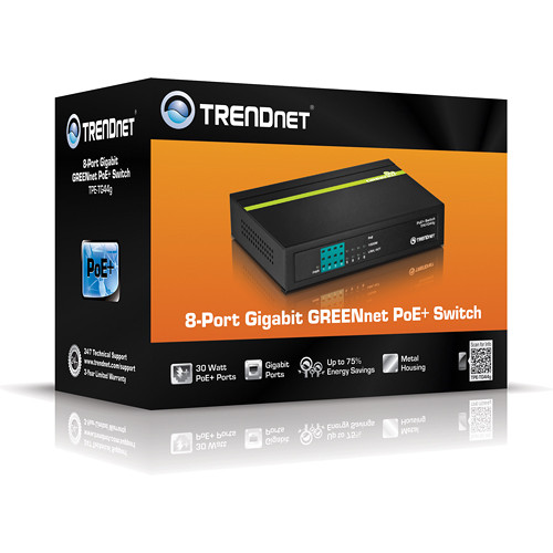 TRENDnet TPE-TG44G 8-port Gigabit PoE+ unmanaged desktop switch with 4 PoE+ ports — view 4