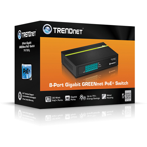 TRENDnet TPE-TG80G 8-port Gigabit PoE+ unmanaged desktop switch — view 4
