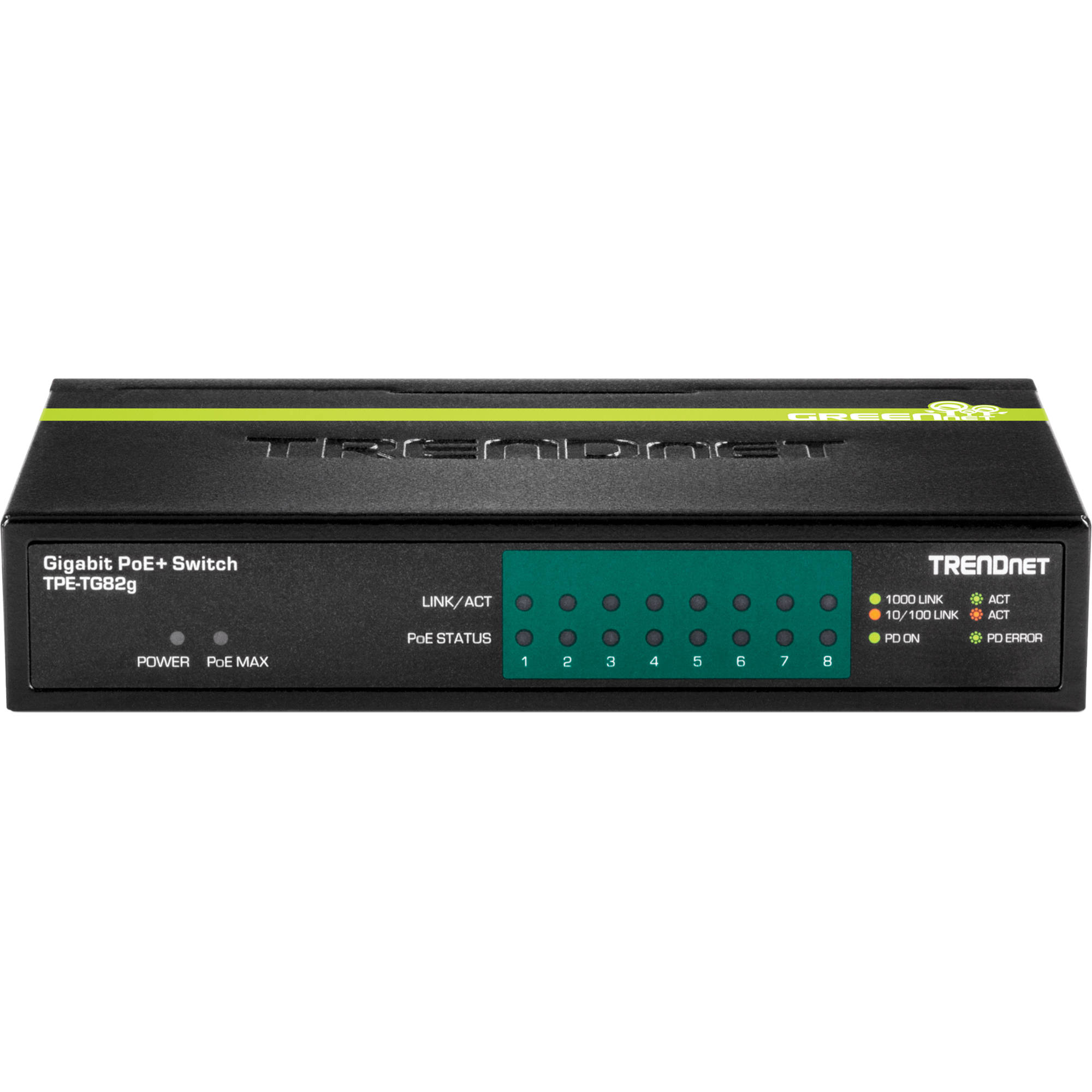 TRENDnet TPE-TG82G 8-port Gigabit PoE+ switch for cameras and access points — view 2