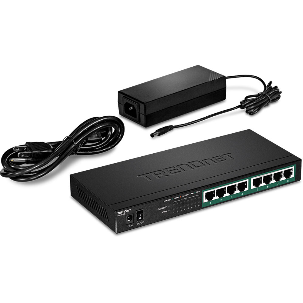 TRENDnet TPE-TG83 8-port Gigabit PoE+ switch, compact wall-mountable design — view 5