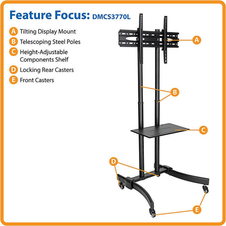 Eaton DMCS3770L mobile TV floor stand cart for flat-panel displays and AV equipment — view 7