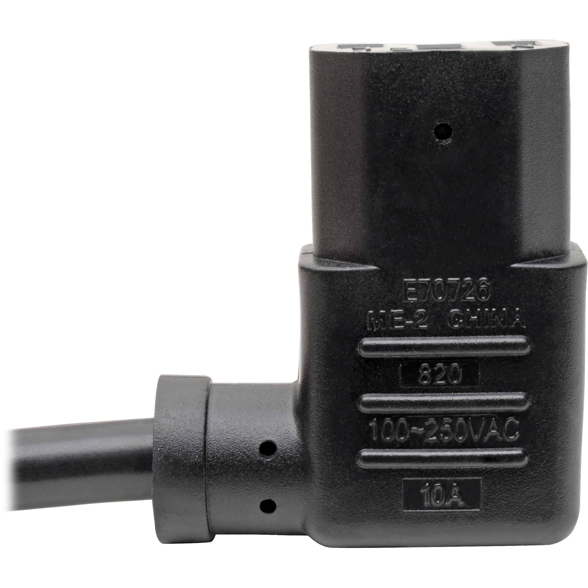 Computer Power Cord, NEMA 5-15P to Left-Angle C13 - 10A, 125V, 18 AWG, 6  ft. (1.83 m), Black — view 3