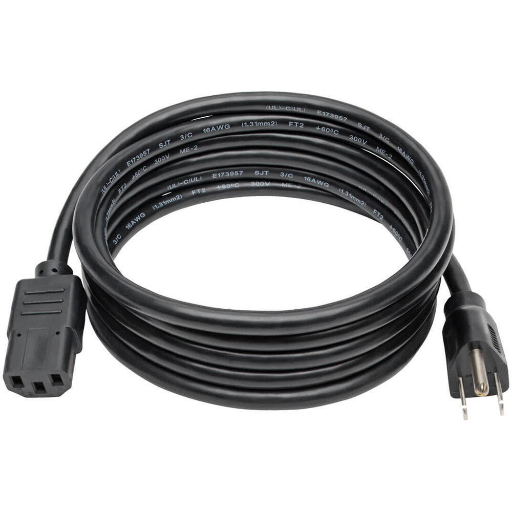 Desktop Computer AC Power Cable, NEMA 5-15P to C13 - 13A, 125V, 16 AWG, 8 ft. (2.43 m), Black — view 2