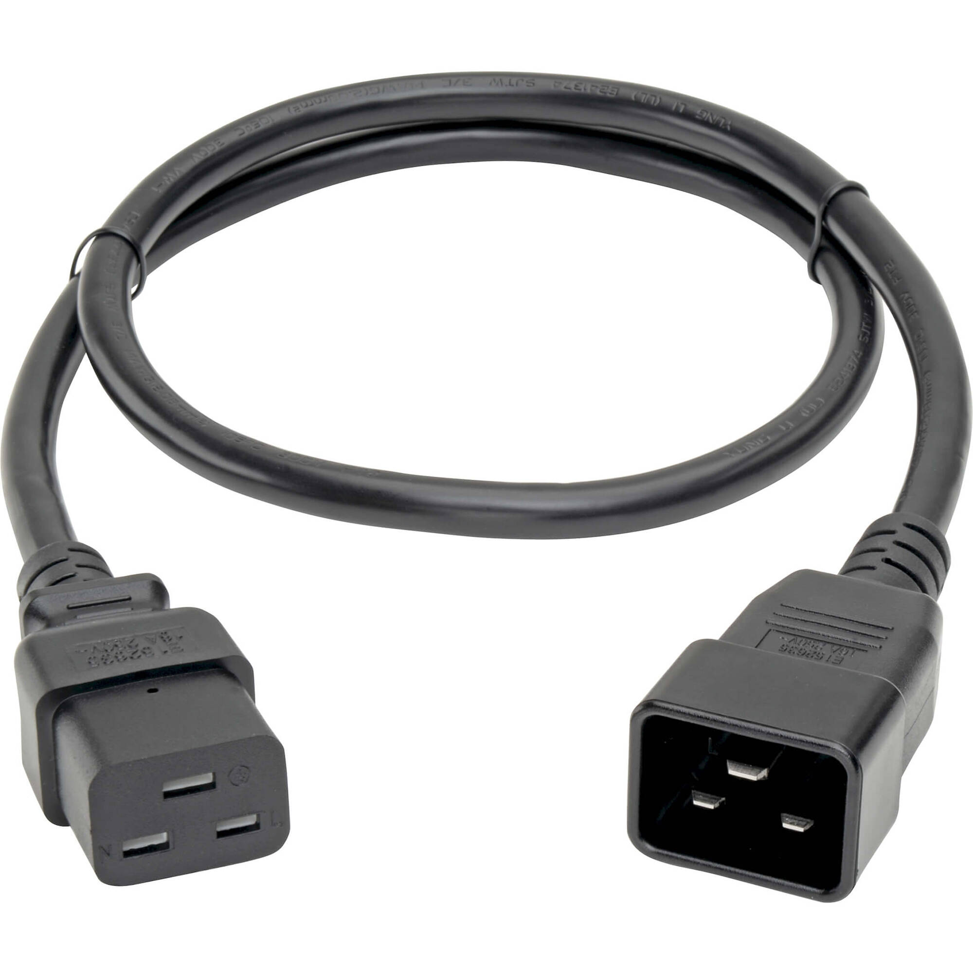 Black 3 ft IEC C19 to C20 heavy-duty power extension cord for servers and PDUs — view 4