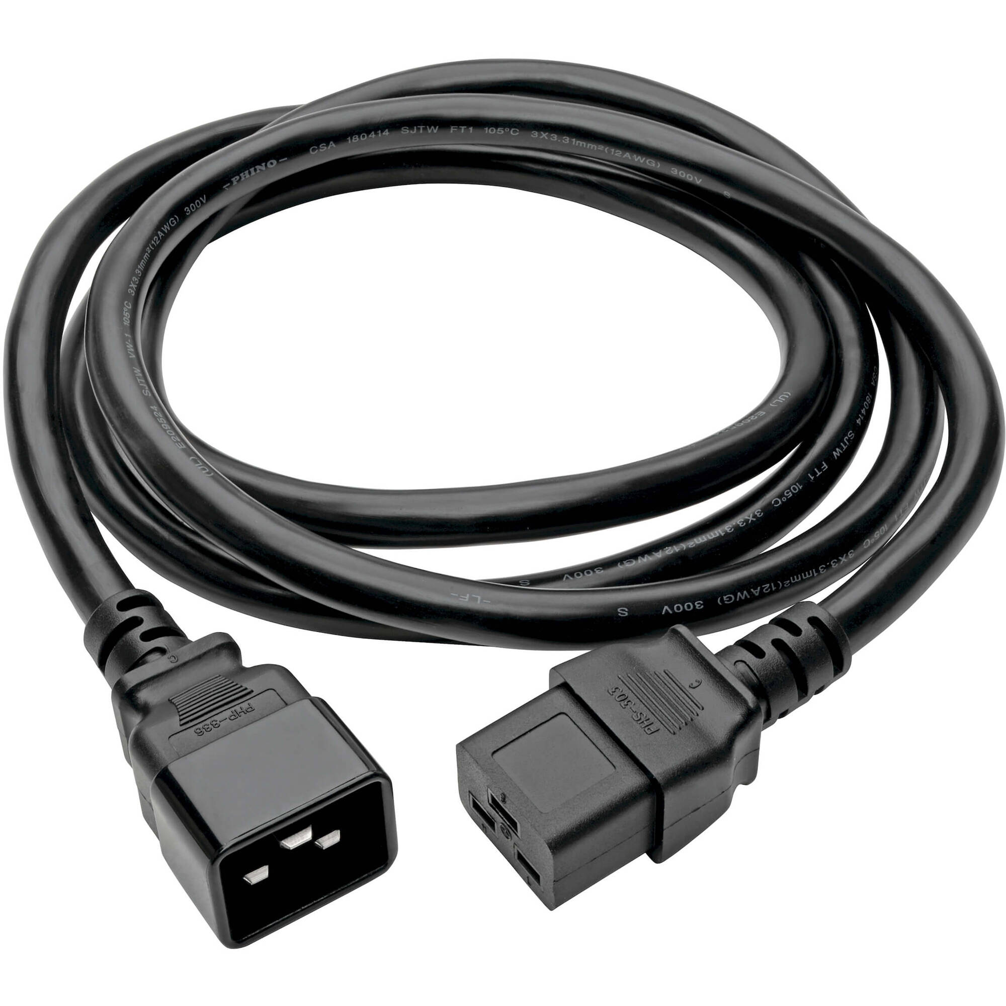 Black 10 ft Eaton IEC C19 to C20 heavy-duty power extension cord for rack equipment — view 4