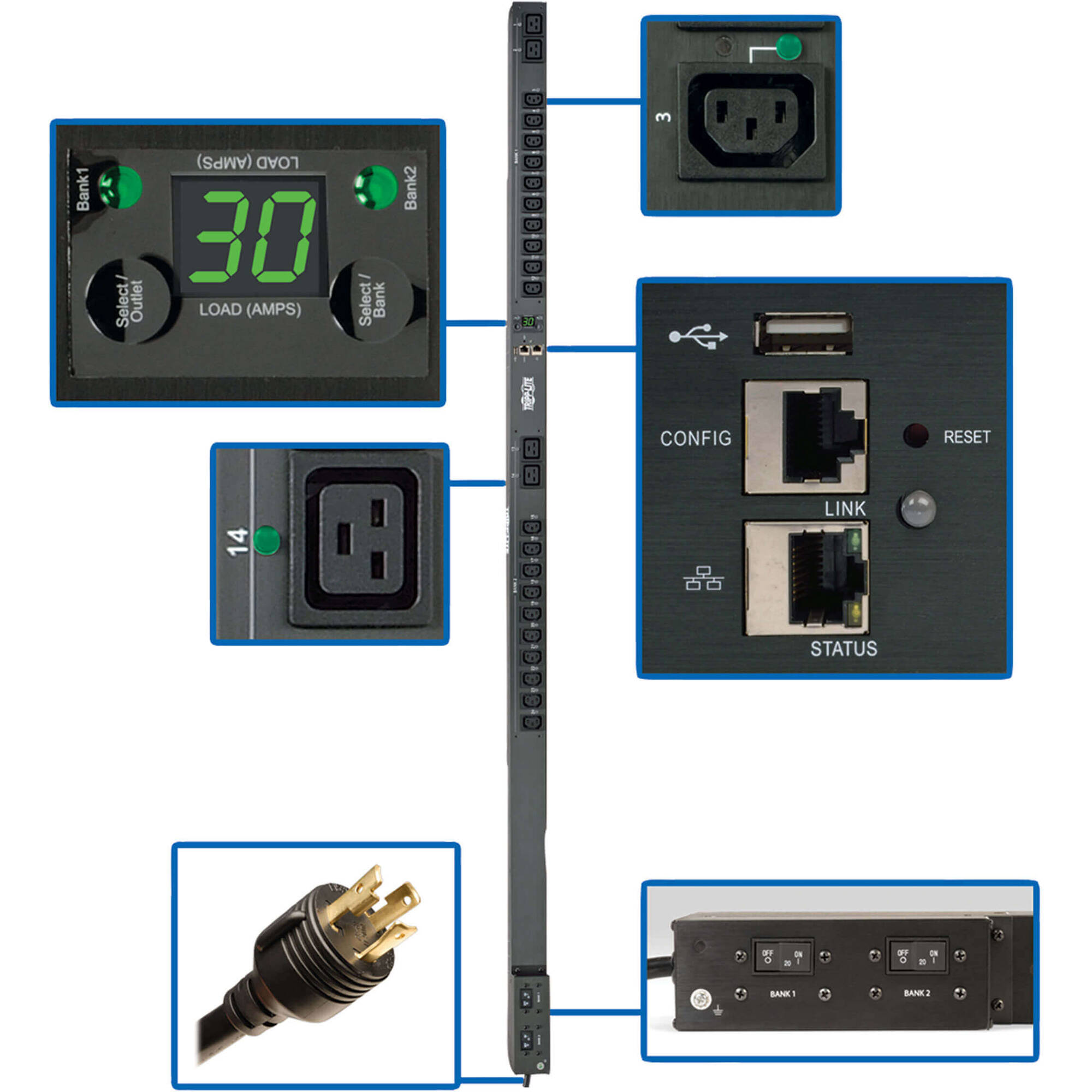 PDUMVR30HVNETLX - EATON 5.5KW SINGLE-PHASE SWITCHED PDU, OUTLET MONITORING, 208/ — view 2