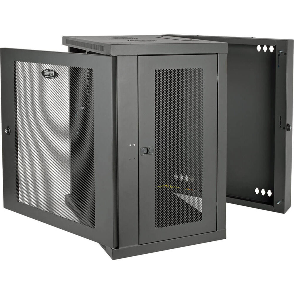SmartRack 15U Low-Profile Switch-Depth Wall-Mount Half-Height Rack Enclosure, Hinged Back — view 2