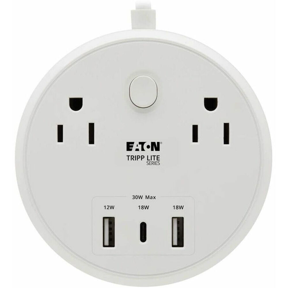 Safe-It 30w 2-Outlet Surge Protector - 5-15r Outlets, 3 USB Ports, 6 Ft.  (1.8 M) Cord, 300 Joules, Antimicrobial Protection, White