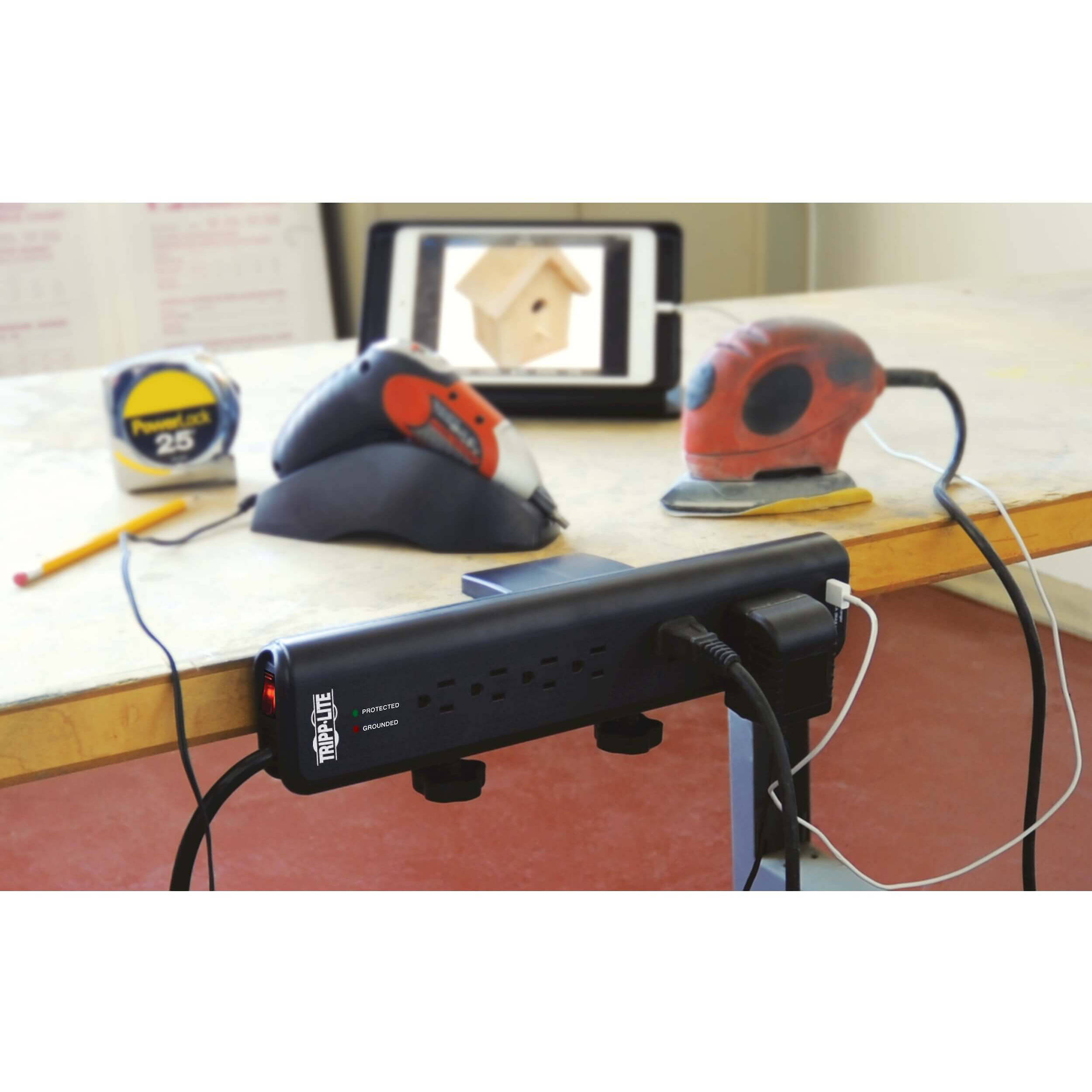 Eaton TLP606DMUSB surge desk mount strip with 6 outlets, USB charging, and 6 ft cord — view 9