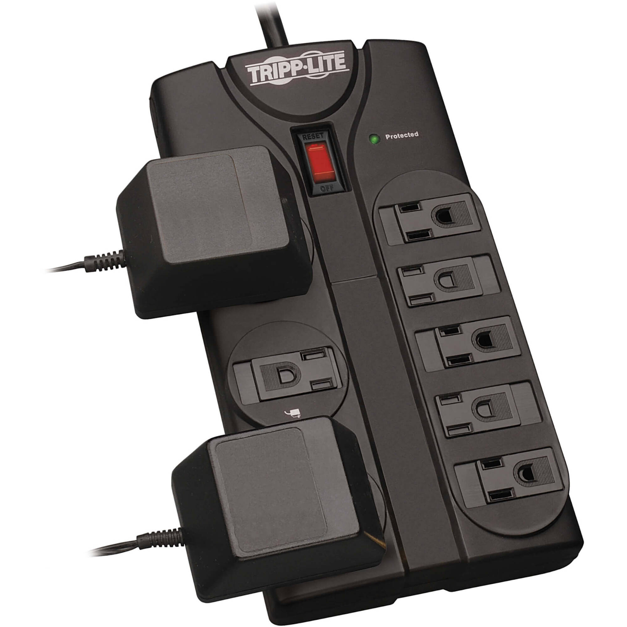Black Eaton TLP808B surge protector with 8 outlets and 8 ft cord — view 6