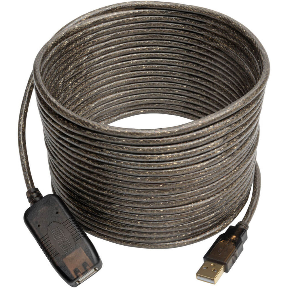 25 ft black active USB 2.0 extension cable with USB-A male to USB-A female connectors — view 2