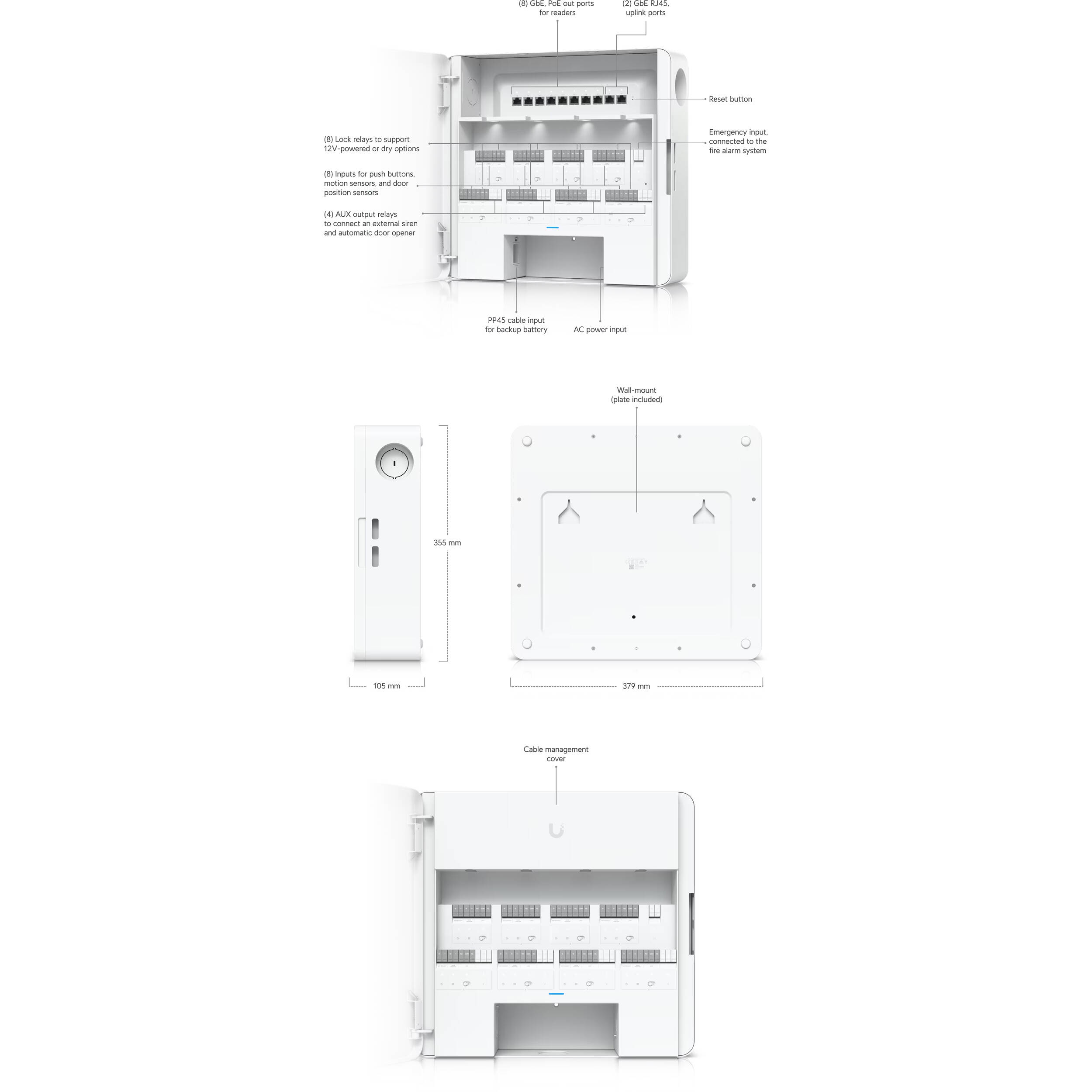 Ubiquiti Enterprise Access Hub EAH-8 access control hub for 8 doors with battery backup support — view 13