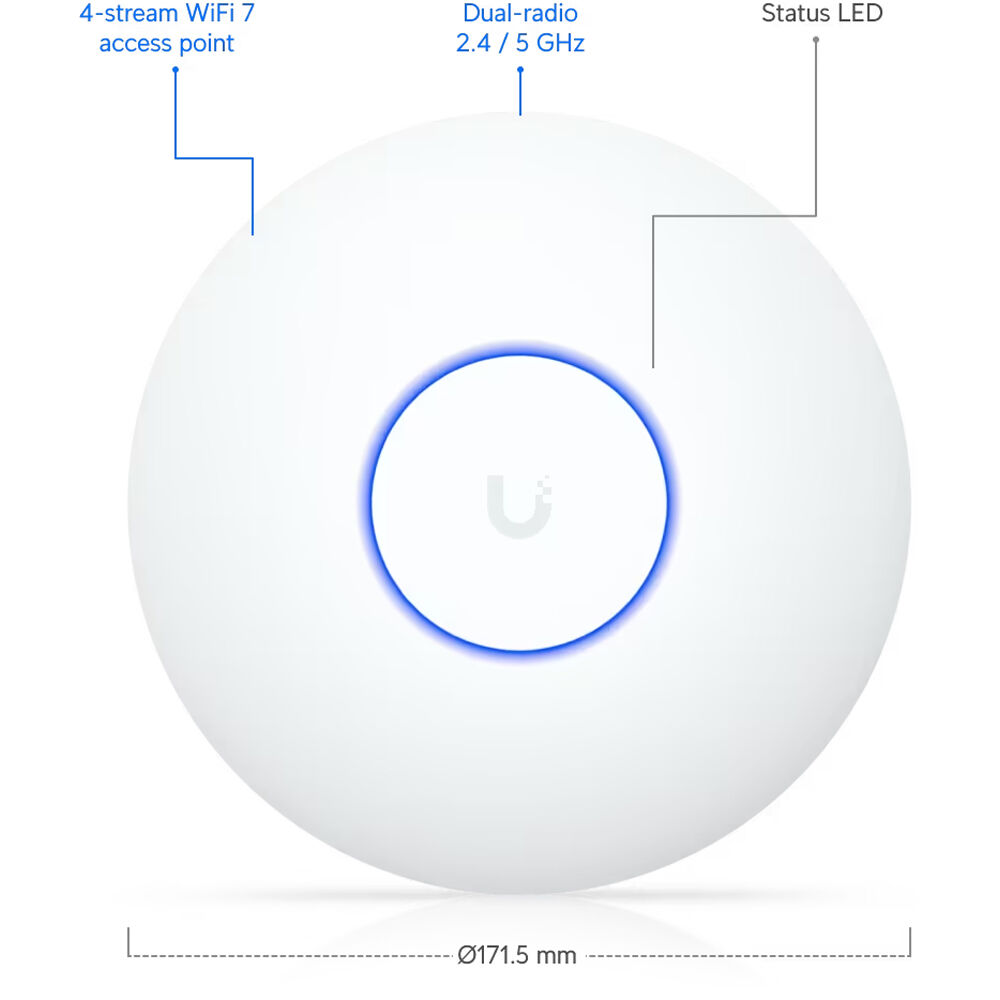 Ubiquiti U7 Lite ceiling-mounted Wi-Fi 7 indoor access point with 2.5 GbE uplink — view 7
