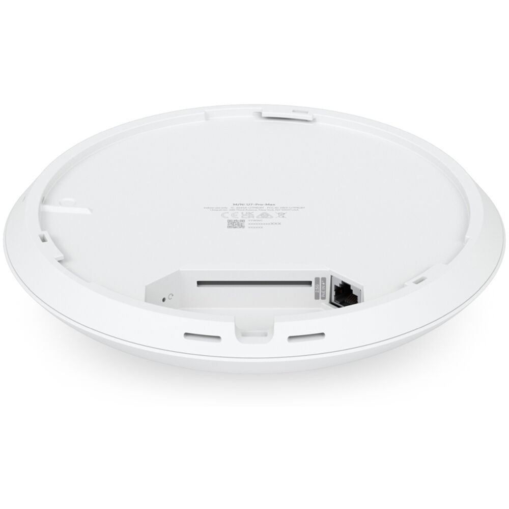 Ubiquiti U7 Pro Max ceiling-mounted Wi-Fi 7 access point with 6 GHz support for enterprise indoor networks — view 6