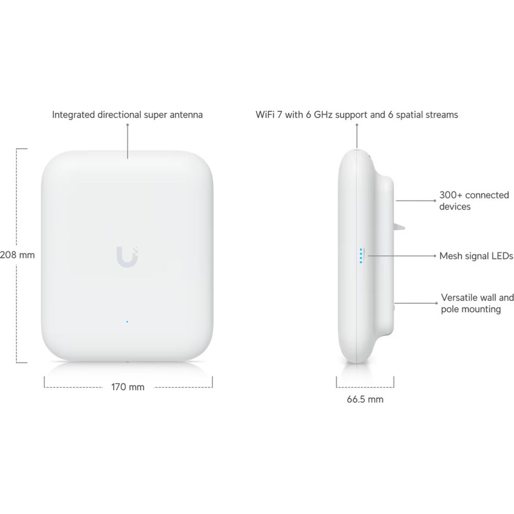 Ubiquiti U7 Pro Outdoor Wi‑Fi 7 outdoor access point with IP67 protection and external antennas — view 14