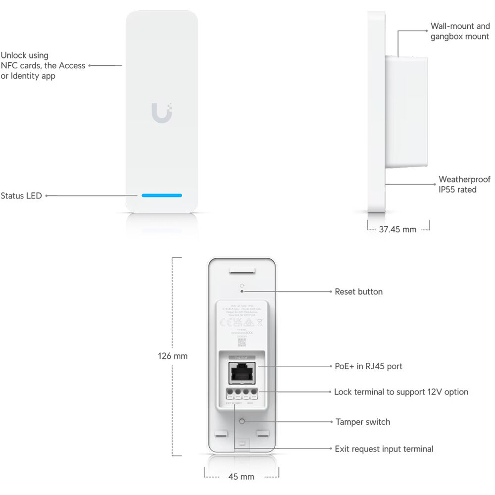 Ubiquiti Access Ultra UA-ULTRA tamper-resistant access reader with built-in hub for single-door control — view 8