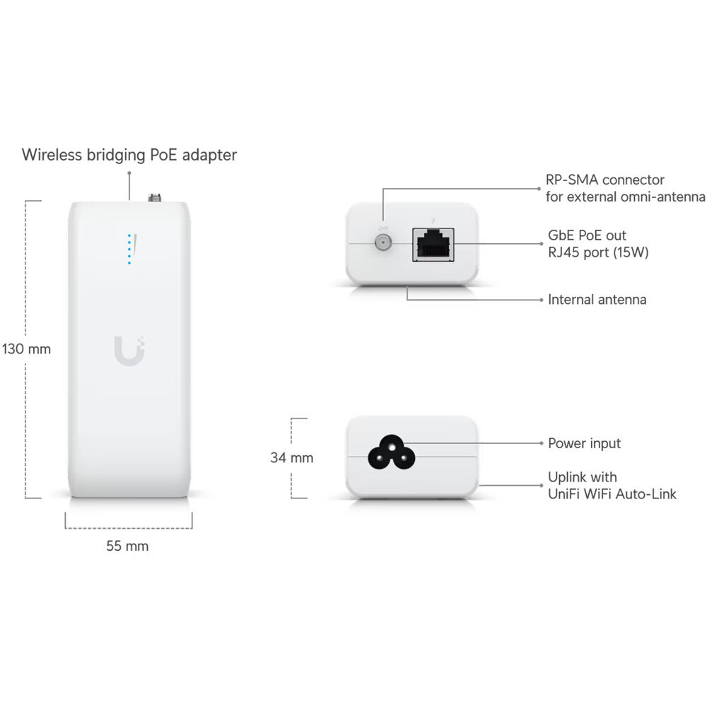 Ubiquiti Device Bridge UDB-US wireless bridging PoE adapter for UniFi network extension — view 13