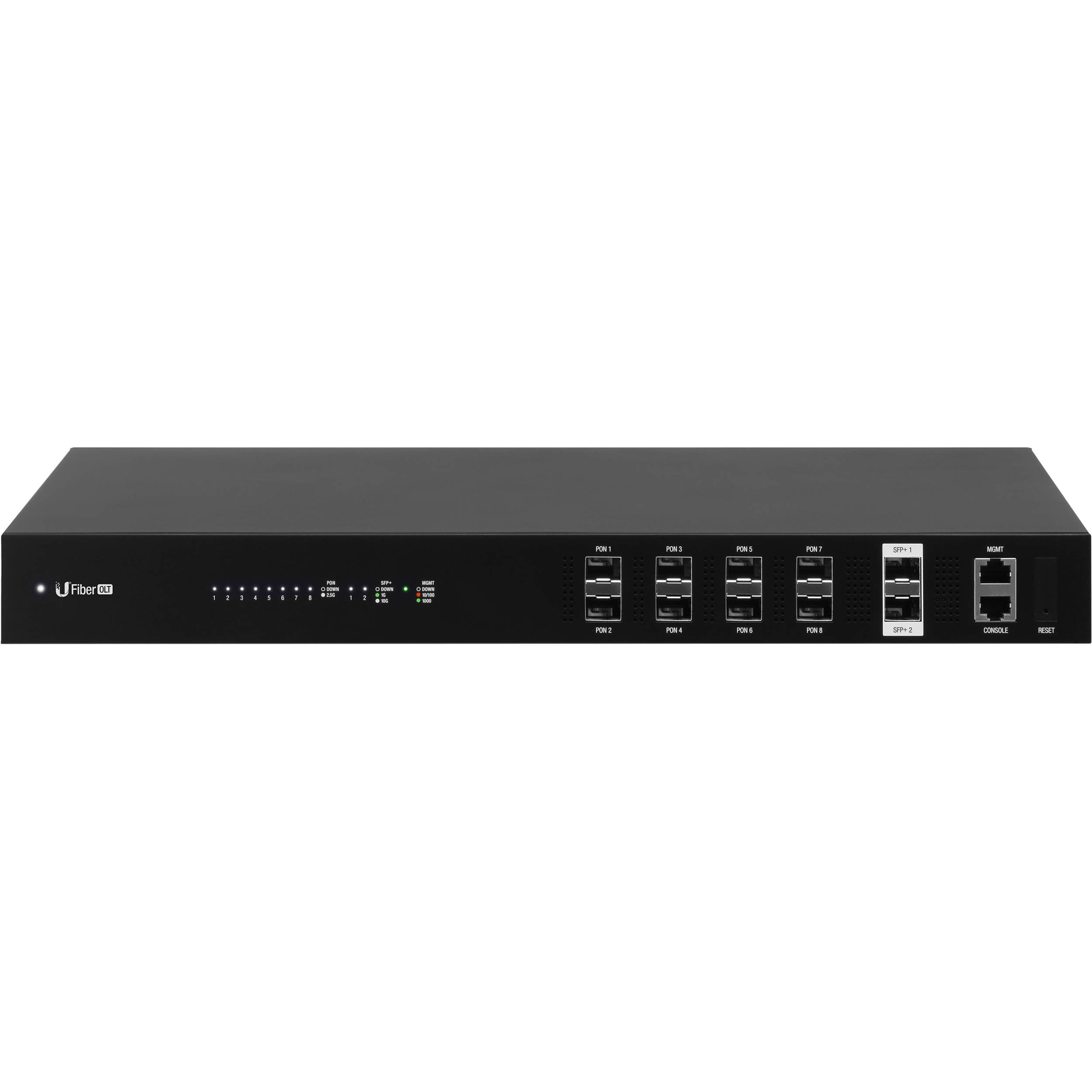 Ubiquiti UF-OLT 8-port GPON OLT desktop fiber access switch with LCD display — view 2