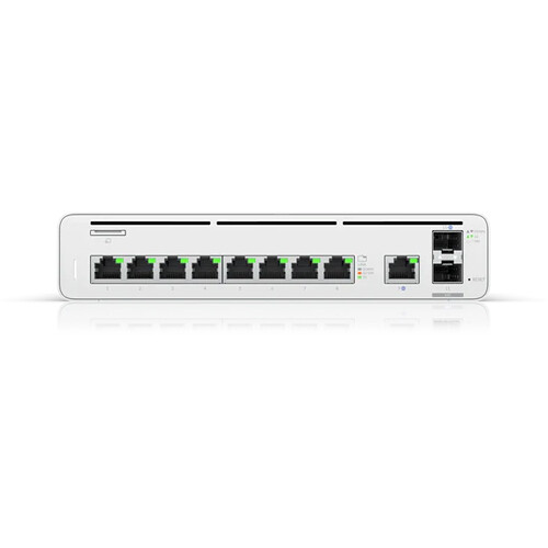 Ubiquiti UISP Console host console with 8 GbE LAN ports, 10G SFP+ LAN, and dual WAN connectivity — view 3
