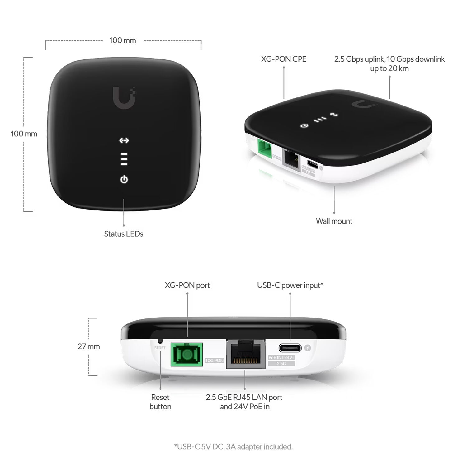 Ubiquiti UISP Fiber XG PON CPE compact fiber ONT with 2.5GbE port — view 6