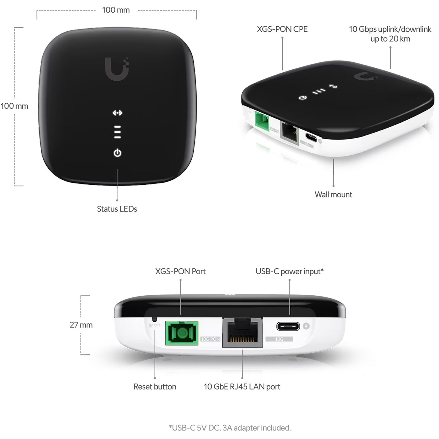 Ubiquiti UISP Fiber XGS PON CPE compact fiber ONT with 10GbE RJ45 port — view 6