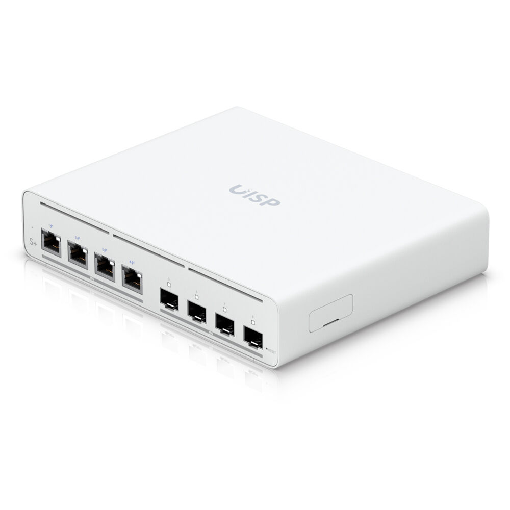 2.5 Gbe PoE Switch for Isp Applications. (4) 2.5 Gbe RJ45 Ports with 27v Passive PoE Output (4) 10g SFP+ Ports 160w (27v) Total PoE Availability*, 20w/Port (2-Pair) / 40w/Port (4-Pair) Port Isolation, Speed Limiting, and DHCP Snooping Functionality (1) Power Transport Input for Dc Redundancy Desk, Wall, 1u Rack, and Outdoor** Mounting Standalone Management Through Local Web Interface and Uisp Application Integration