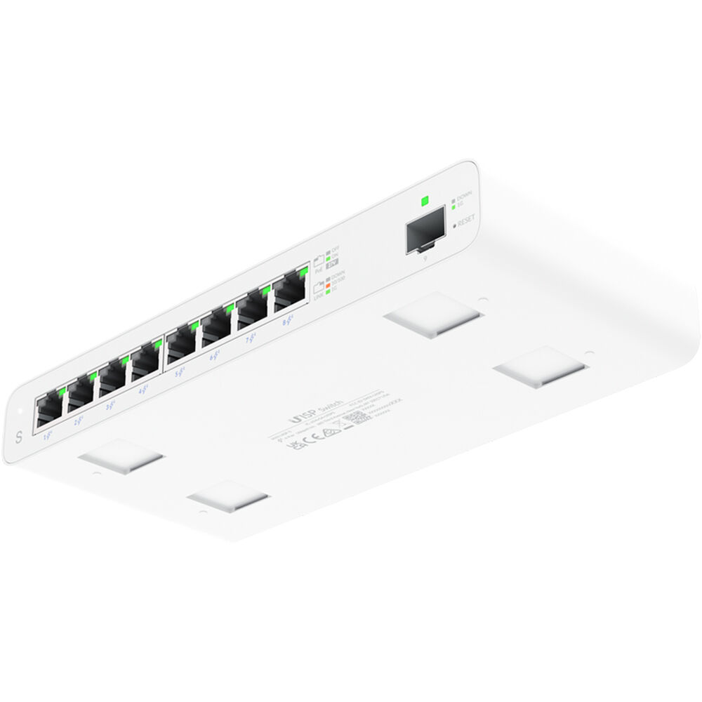 Ubiquiti UISP Switch fanless Layer 2 PoE switch with 8 Gigabit RJ45 ports and 1 SFP uplink — view 4