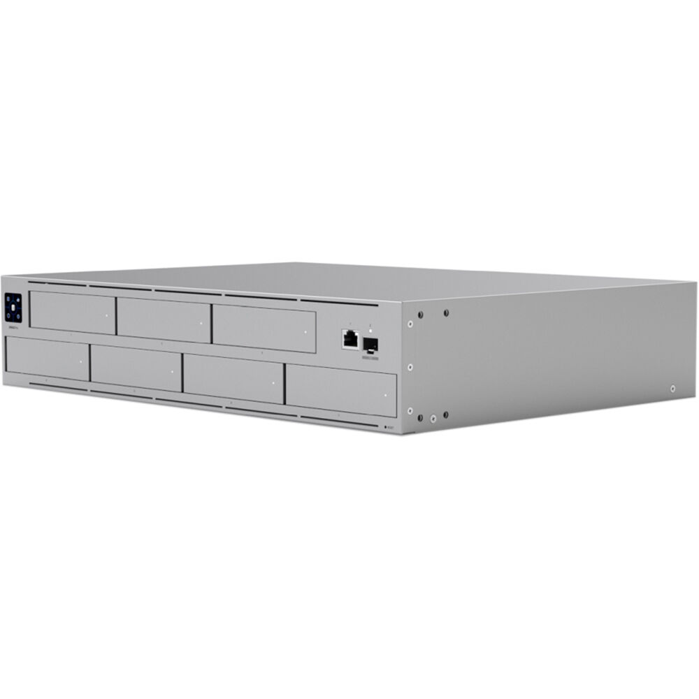 Ubiquiti UNAS Pro 2U rack-mount NAS with 7 drive bays for large-scale file storage — view 2