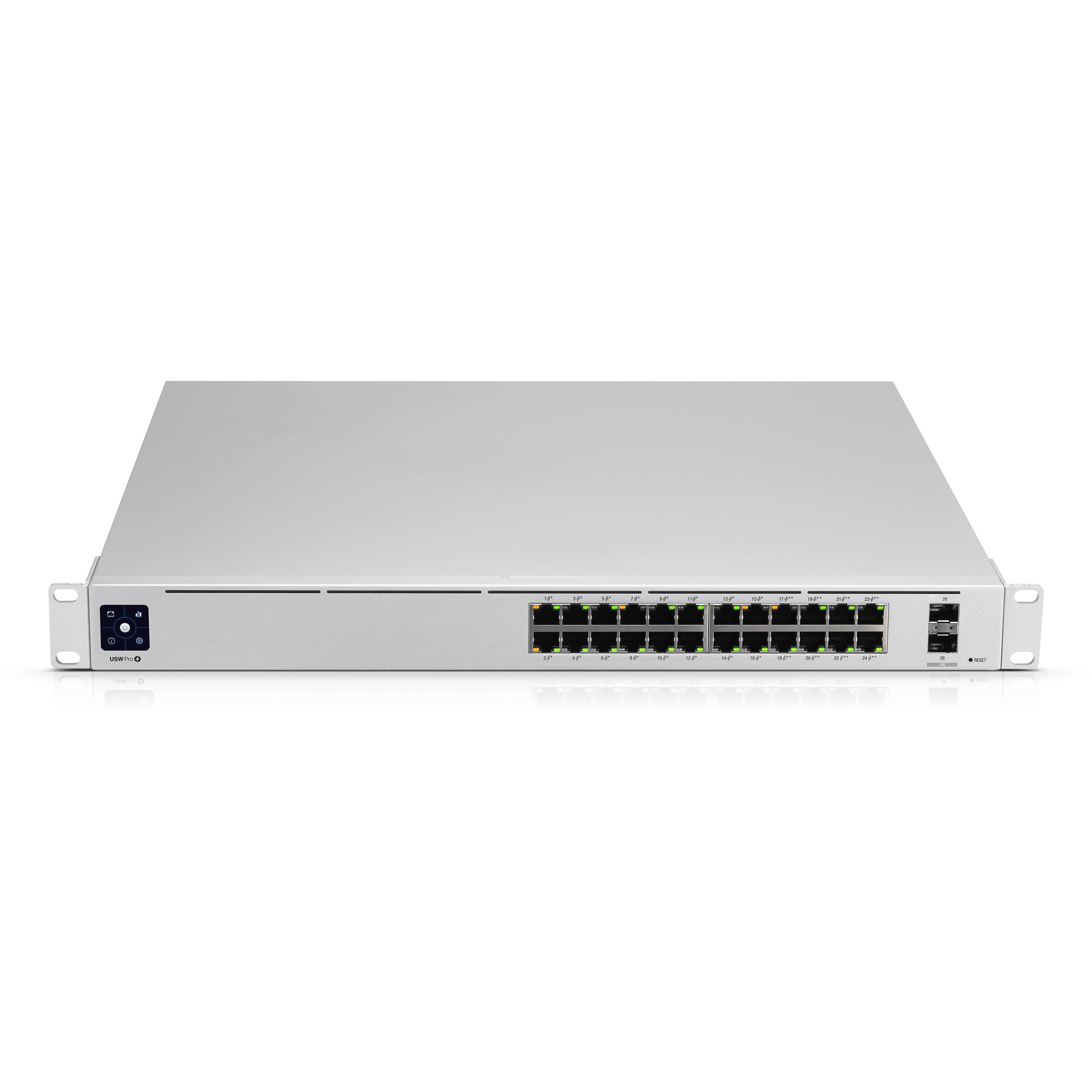 Ubiquiti UniFi USW-PRO-24-POE 24-port Gigabit PoE switch with 10G SFP+ uplinks and touch display — view 2