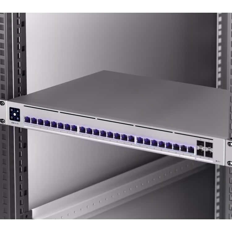 Ubiquiti Pro HD 24 Layer 3 rack mount switch with 22 2.5 GbE ports, 2 10 GbE ports, and 4 10G SFP+ ports — view 5