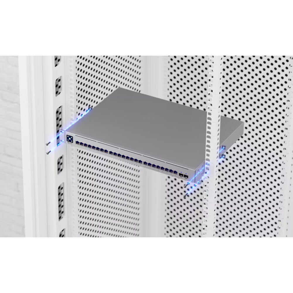 Ubiquiti Pro Max 24 Layer 3 UniFi switch with 24 x 2.5 GbE RJ45 ports and Etherlighting indicators — view 12