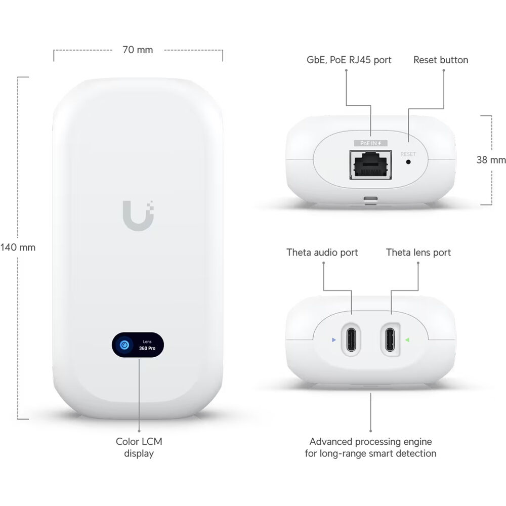 Ubiquiti AI Theta Professional ceiling-mounted 360 degree surveillance camera system for discreet indoor coverage — view 3