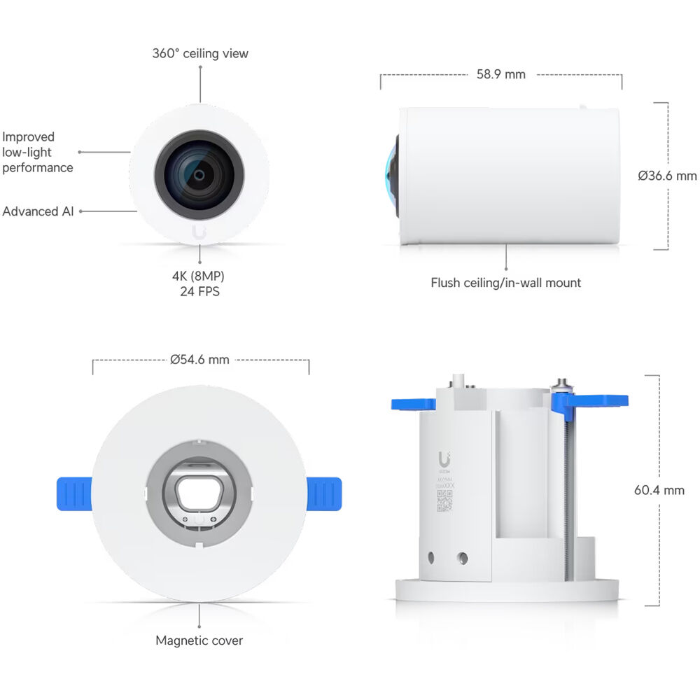 Ubiquiti AI Theta Professional ceiling-mounted 360 degree surveillance camera system for discreet indoor coverage — view 4