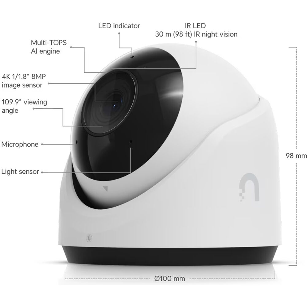 Ubiquiti G6 Turret UVC-G6-TURRET-W outdoor 8 MP 4K PoE turret security camera with IR night vision and IP67 rating — view 7